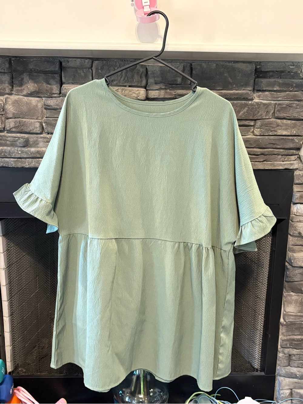 Girls Mint Green Ruffle Sleeve Dress